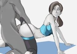 1boy 1girls arched_back ass bent_over black_panties buttjob doggy_style eduardo_squidwardo fit_female from_behind from_behind_position pale-skinned_female pants_down panty_pull sex thesquiddycipher unseen_male_face white_body wii_fit wii_fit_trainer