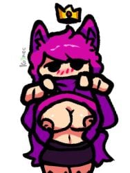 breasts breasts breasts cat_ears catgirl crown furry hoodie neko nipples pubic_hair purple_hair request shipy skirt sns sunday_night_suicide tagme the_shipy_sea thighhighs