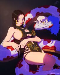 black_hair boa_hancock breasts cleavage female female_focus female_only non-nude one_piece salome_(one_piece) solo solo_female solo_focus spadeclaw