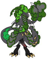 2018 claws dragon erection generation_7_pokemon genitals green_body green_scales grey_body hi_res kommo-o male misericorde nintendo nude penis pokemon pokemon_(species) pose scales scalie simple_background solo solo_male standing