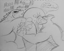 2boys anthro boobs gay gay_domination gay_sex godzilla godzilla_(series) lactating lactation lynnsdarkside male male/male male_only milk milking monsterverse rodan smaller_male sucking sucking_nipples tagme tits yaoi