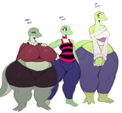 2018 absurd_res anthro belly big_breasts biped bliss_(sssonic2) bottomwear breasts choker closed_eyes clothed clothing curvy_figure daughter dimples female flat_chested gem grace_(sssonic2) group hi_res huge_hips huge_thighs hyper hyper_hips hyper_thighs jewelry joy_(sssonic2) lizard mature_anthro mature_female middle_aged midriff mother mother_and_child mother_and_daughter navel necklace non-mammal_breasts pants parent parent_and_child pearl_(gem) pink_eyes reptile scalie shirt sibling simple_background sister sisters sssonic2 standing tank_top thick_thighs topwear voluptuous white_background wide_hips yellow_eyes