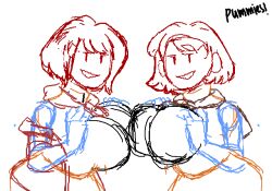 2d 2girls animated ashley_graham ashley_graham_(brooke_elizabeth_mathieson) ashley_graham_(ella_freya) bumping_breasts capcom clone female female_only huge_breasts mob_face multiversal_counterpart_grouping pummies resident_evil resident_evil_4 resident_evil_4_remake selfcest sketch tagme thick_thighs