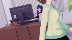 3d 5girls a-chan_(hololive) animated blue_eyes blue_hair breasts brown_hair caught caught_in_the_act clothing computer cunnilingus desktop electronics female glasses harusaki_nodoka hidden hololive hololive_gamers hololive_gen_0 hololive_gen_1 hololive_japan hololive_staff hololivekk human licking licking_pussy multiple_girls no_sound office office_lady pale_skin pubic_hair public pussy roboco-san shirakami_fubuki small_breasts stealth_oral stealth_sex tagme tokino_sora uncensored under_desk video virtual_youtuber yuri