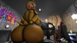 3d 3d_(artwork) anthro bite desk dildo female female/female finger_bite finger_in_mouth five_nights_at_freddy's five_nights_at_freddy's_2 furniture hi_res nipple_piercing nipples piercing radicalsaturday scottgames sex_toy sitting_on_another solo solo_female table teasing toy_chica_(fnaf) yellow_body