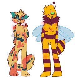 antennae anthro bee beetlebonez blush cat_ears cat_tail feline female furry pussy scars wings