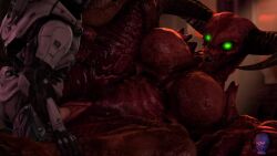 3d animated anthro baron_of_hell_(doom) demon demon_girl dodecahedron_(artist) doom human human_on_anthro human_penetrating large_breasts legs_spread light-skinned_male monster monster_girl muscular_female nightmare_waifu size_difference sound tagme vaginal_penetration video