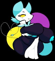 android anthro areola ass big_areola big_breasts black_body black_skin blue_areola blue_ears breasts deltarune ears_up eyelashes felid feline female hand_on_breast huge_breasts humanoid machine mammal robot simple_background simple_eyes solo tagme tail tasque_manager_(deltarune) undertale_(series) wide_hips windreg yellow_eyes