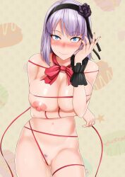 1girls big_breasts breasts brushing_hair collarbone color completely_nude curvaceous dagashi_kashi female headband janong looking_at_viewer nipples nude pubic_hair pussy shidare_hotaru solo