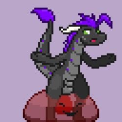 1boy 2d anal anal_sex animal_genitalia animated anthro balls digital_media_(artwork) dragon genitals gif low_res lowres male male_only penetration pixel_art sarek_aran_desian sarek_aran_desian_(character) sheath slime solo stomach_bulge thumbnail