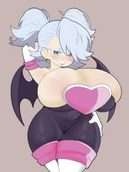 aster_(vammzu) bat_wings blush blushing blushing_at_viewer bubble_butt cleavage cleavage_overflow deep_cleavage earring earrings gloved_hands gloves grey_hair hand_on_head hand_on_hip high_heels huge_ass huge_breasts lilac_eyes lilac_hair lipstick looking_at_viewer makeup mascara massive_breasts overflowing_breasts pointing purple_eyes rouge_the_bat rouge_the_bat_(cosplay) sega shortstack sideboob smiling smiling_at_viewer smirking smirking_at_viewer sonic_(series) sonic_the_hedgehog_(series) stockings thick_thighs twintails vammzu white_skin