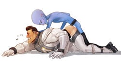 2boys anal anal_sex blue_skin boots closed_eyes clothed clothing cum cum_in_ass cum_while_penetrated doggy_style dreamworks duo forced forced_oral forced_yaoi gay male male_only megamind megamind_(character) metro_man multiple_males pants_down paramount_pictures pointy_ears rape sex size_difference spikes yaoi