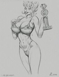 2002 annie_fanny breasts clothing female female_only front_view holding_trophy human julius_zimmerman little_annie_fanny monochrome solo standing tagme trophy