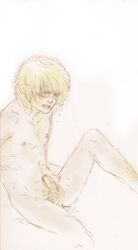 1boy flaccid hairy_armpits hairy_testicles male_only nude short_hair tagme thorfinn vinland_saga