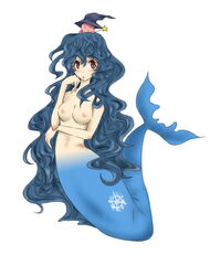 blue_hair blue_scales blue_tail breasts female female_only freezer front_view full_body jpg maplestory mermaid nude pale_skin solo tagme very_long_hair white_background