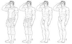 1boy boner circumcised erection flaccid gay kaidan_alenko male male_only mass_effect monochrome muscular muscular_male nude penis schizoid solo solo_male yaoi