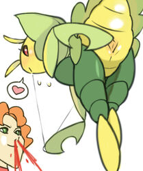 blood blush burgh_(pokemon) harami insect leavanny nosebleed pokemon pokemon_bw pokephilia pussy smile