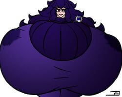 breasts_bigger_than_head chounyuu hex_maniac hyper hyper_breasts lactating lactating_through_clothing lactation lactation_through_clothes lactation_without_stimulation massive_breasts milk neoclassical_succubus pokemon purple_eyes purple_hair tagme