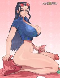 1futa artist_logo artist_signature ass big_ass big_breasts big_penis black_hair blue_eyes bottomless breasts cleavage cleavage_cutout clothed clothing dress erection futa_only futanari heels hi_res high_resolution highres holding_clothing huge_breasts huge_cock human kameseru kneeling large_breasts light-skinned_futanari light_skin long_hair looking_at_viewer nico_robin no_panties no_underwear on_knees one_piece partially_clothed penis post-timeskip red_eyes shaking side_view simple_background smile smiling_at_viewer solo solo_futa sunglasses sunglasses_on_head thick_thighs trembling vein veins veiny_penis very_long_hair wide_hips