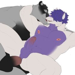 2boys age_difference anal anal_sex anthro areola arm_around_partner arms_above_head aroused badger balls ballsack belly black_areola black_countershading blocky_snout body_fur boner burly closed_eyes dark_balls dark_belly dark_body dark_ears dark_fur dark_nose dark_penis duo echo_(series) echo_project erection eyes_obscured facial_tuft fangs fluffy fluffy_hair foreskin french_kissing from_behind_position from_front_position gay genitals grey_fur hair_over_eyes hi_res humanoid_penis intact islate_(artist) kissing light_body light_ears light_fur lying making_out male male/male male_nipples male_only male_penetrating_male mammal masculine mature_anthro mature_male moobs mustelid musteline navel neck_tuft nikolai_(the_smoke_room) nude nude_male older_male on_back open_mouth open_smile passionate_kiss penetration penis perineum pink_penis purple_countershading purple_hair red_areola red_nipples retracted_foreskin ring_(character) scrotum sex sharp_teeth short_hair simple_background slightly_chubby smile smirk snout spoon_position spooning spread_legs spreading stocky teeth teeth_showing testicles the_smoke_room tongue tongue_out tuft two_tone_body two_tone_ears two_tone_fur two_tone_penis uncut vein veiny_penis white_background white_fur