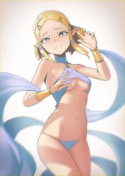 belly_dancer belly_dancer_outfit blonde_hair blue_eyes bracers breasts breath_of_the_wild choker dancer hairclip halterneck harem harem_girl harem_outfit hylian hylian_ears lem00001 looking_at_viewer medium_breasts midriff navel nintendo pointy_ears princess_zelda short_hair tears_of_the_kingdom the_legend_of_zelda underboob zelda_(tears_of_the_kingdom)