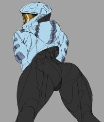 2d agent_carolina armor big_ass carolina child_bearing_hips curvaceous curvy_female curvy_figure dare_to_exist female female_human female_only female_spartan_(halo) halo_(series) hoodie looking_at_viewer looking_back presenting_ass red_vs_blue skintight_bodysuit spartan_(halo) thick_thighs unsc