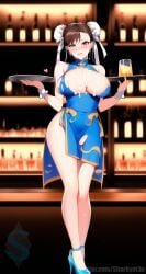 ai_generated bar big_breasts chun-li crying cum_inside cum_on_breasts flushed heart high_heels maid sharkym3n street_fighter torn_clothes waitress