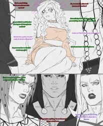 1girls 3boys diavolo female foursome gangbang jojo's_bizarre_adventure leone_abbacchio long_hair long_hair_male male mmmf_foursome muscular muscular_male original_character risotto_nero scared straight tagme vento_aureo whimsyvixen