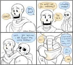 2d boner boner_blossom bones brother brother/brother bulge color comic dialogue english english_dialogue english_text gay male papyrus rubbing rubbing_penis sans small_dom_big_sub speech_bubble stroking_penis tagme text undertale undertale_(series)