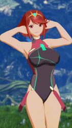 -homura 1girls 3d aidenhet big_breasts big_butt female female_focus female_only huge_breasts nintendo partially_nude pyra_(xenoblade) red_eyes red_hair short_hair smile smiling xenoblade_(series) xenoblade_chronicles_(series) xenoblade_chronicles_2