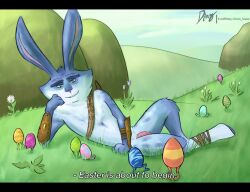 anthro bunnymund diam_snow dreamworks easter easter_bunny easter_bunny_(rise_of_the_guardians) easter_egg flaccid holidays lagomorph leporid lying male male_only mammal paramount_pictures rabbit relaxed_expression rise_of_the_guardians showing_penis solo tagme