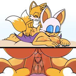 2_tails anal anal_sex anthro anus ass balls bat big_breasts bite biting_lip blush breast_squish breasts canid canine closed_eyes duo female female_penetrated fox fur furry genitals hyoumaru large_breasts larger_female larger_penetrated looking_pleasured lying male male/female male_penetrating male_penetrating_female mammal multi_tail nipples nude on_front penetration penis prone_bone rouge_the_bat sega sex size_difference smaller_male sonic_(series) sonic_the_hedgehog_(series) squish straight tail tails wings