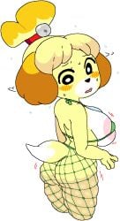 animal_crossing anthro anthrofied anthropomorphic areola areolae ass bell bell_collar blush bra breasts canine cassettedream collar doubutsu_no_mori dream-cassette fishnet fishnet_legwear fishnet_pantyhose fishnets green_bra hoshime isabelle_(animal_crossing) micro_bra mob_face nervous nintendo open_mouth pantyhose shizue_(doubutsu_no_mori) simple_eyes skindentation tail transparent_background yellow_dog yellow_fur