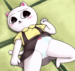 anthro cat_soup clothing cub domestic_cat felid feline felis female g-sun mammal nekojiru nyako_(nekojiru) panties simple_background solo underwear young