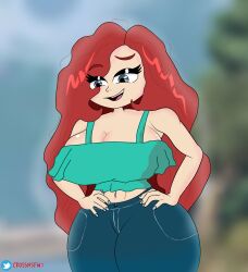 ass big_ass big_breasts blue_eyes breasts chelsea_(ruby_gillman) crossnsfw1 dreamworks female hi_res human_form png red_hair ruby_gillman,_teenage_kraken self_upload