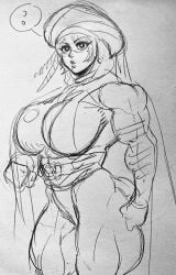 1girls big_breasts big_tits muscular muscular_female pencil pencil_(artwork) skellyjacks1 solo tagme