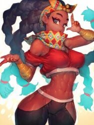 abs black_hair dark-skinned_female fumio_(rsqkr) kimberly_jackson street_fighter street_fighter_6