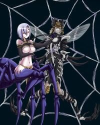 2girls arachne big_breasts female kozureokami20 monster_girl monster_musume_no_iru_nichijou mosquito_girl_(one-punch_man) one-punch_man rachnera_arachnera spider_girl