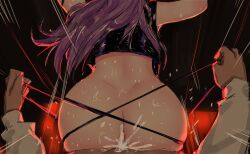 1boy 1boy1girl 1girls ass big_ass cropped cum cum_inside female k/da_kai'sa k/da_series kai'sa league_of_legends leaning_forward light-skinned_female light_skin male pd pov purple_hair sex sex_from_behind standing standing_sex