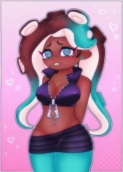 belly_piercing breasts busty clothed female franticfoe_(artist) large_breasts marina_(splatoon) sfw splatoon splatoon_(series) splatoon_2 tentacle thick_thighs