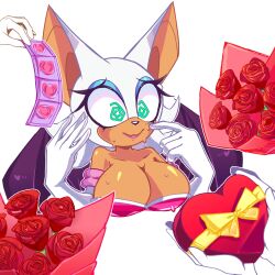 big_breasts breasts chocolate condom female furry onz402 rose rose_(flower) rouge_the_bat sega sonic_(series) tagme valentine's_day