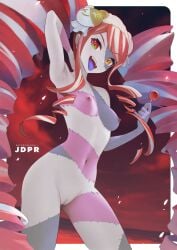 breasts drill_hair heterochromia hololive hololive_indonesia jdpr kureiji_ollie nipples nude pussy red_hair small_breasts tongue_out twintails uncensored virtual_youtuber