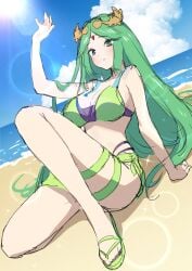 female green322 green_hair kid_icarus long_hair nintendo palutena white_skin