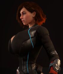 1girls 3d 3d_(artwork) alternate_breast_size avengers black_widow_(marvel) bodysuit cleavage clothed clothed_female female female_only female_solo fully_clothed huge_breasts human human_female human_only human_solo marvel marvel_comics natasha_romanoff red_hair solo solo_female tagme top_heavy vaako