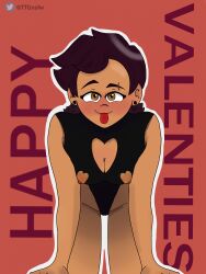 bent_forward bent_knees bent_legs bent_over blep breasts happy_valentine heart luz_noceda owo petite petite_body skimpy_clothes skimpy_costume skimpy_dress skimpy_outfit small_breasts small_tits straight_hair the_owl_house thetastefulgenie tongue tongue_out ttgnsfw valentine's_day valentines valentines_day