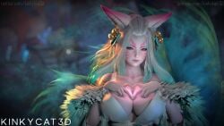 3d ahri female female_only kinkycat3d league_of_legends pinup spirit_blossom_ahri spirit_blossom_series valentine's_day