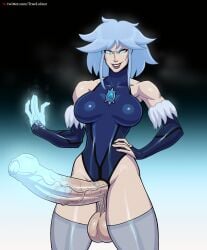 1futa balls batman:_assault_on_arkham big_balls big_breasts big_penis blue_hair blue_penis breasts clothed clothing cold dc dc_comics dickgirl erection firestorm_(series) futa_only futanari huge_cock human killer_frost killer_frost_(arkham) leotard light-skinned_futanari light_skin louise_lincoln medium_hair mostly_clothed penis solo standing thunder_thighs truelolzor veiny_penis