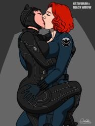 2girls ass_grab avengers batman:_arkham_city batman_(series) big_breasts black_widow_(marvel) catwoman catwoman_(arkham_city) crossover curvy curvy_female curvy_figure dc dc_comics duo eyes_closed female female_only french_kiss kaywest kissing light-skinned_female marvel marvel_cinematic_universe marvel_comics natasha_romanoff red_hair scarlett_johansson selina_kyle superheroine thick_thighs thighs villain villainess voluptuous voluptuous_female wide_hips yuri