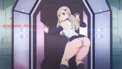 1girls animated ass ass_focus ass_shake black_skirt blonde_hair blue_eyes deletemy_history edens_zero panties rebecca_bluegarden solo standing white_panties