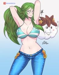 crossover female female_only green_hair kid_icarus large_breasts long_hair nami_(one_piece)_(cosplay) nintendo one_piece palutena raydango white_skin